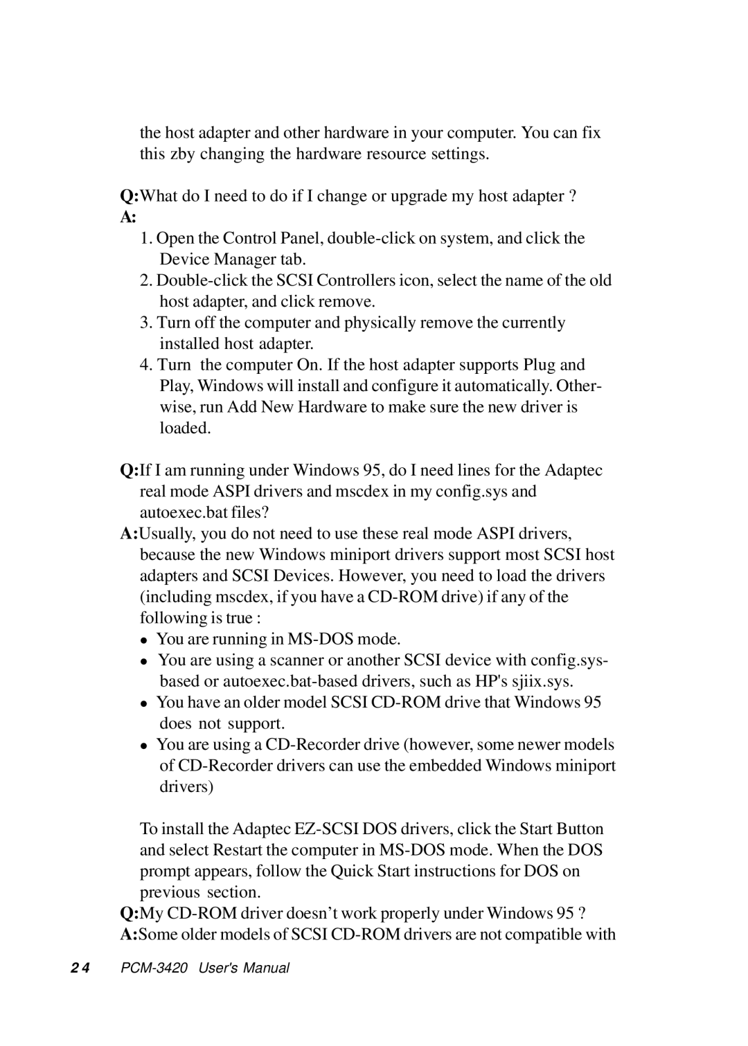 Adaptec PCM-3420, PC/104 manual 