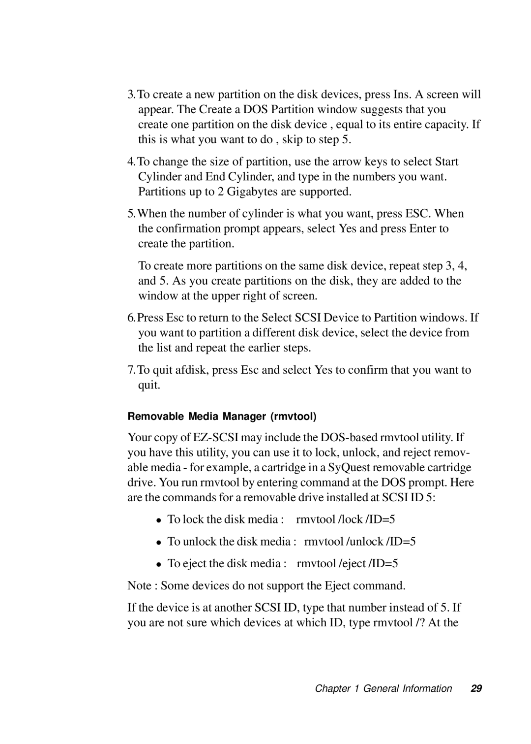 Adaptec PC/104, PCM-3420 manual Removable Media Manager rmvtool 