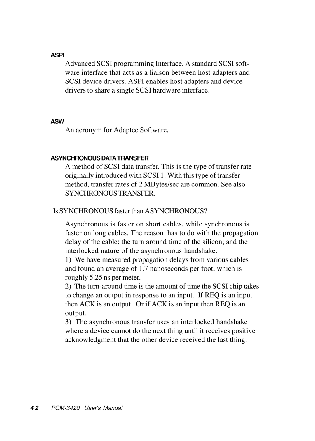 Adaptec PCM-3420, PC/104 manual Synchronous Transfer 