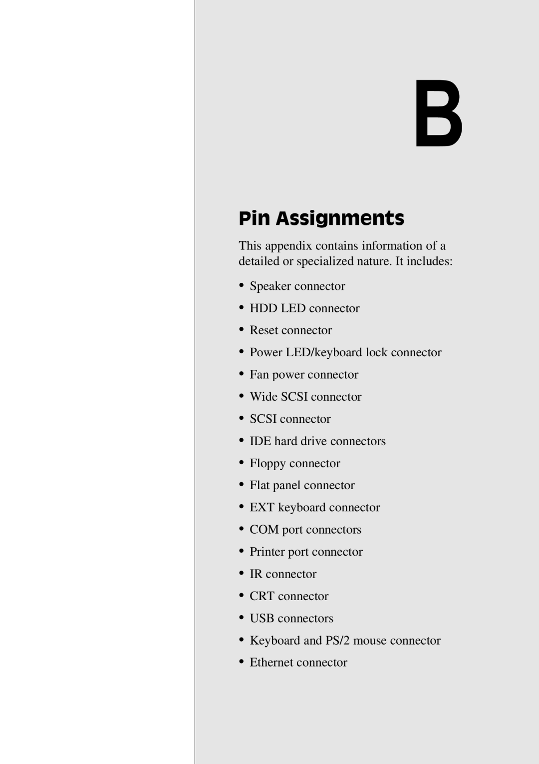 Adaptec SBC-596, SBC-599 manual Pin Assignments 