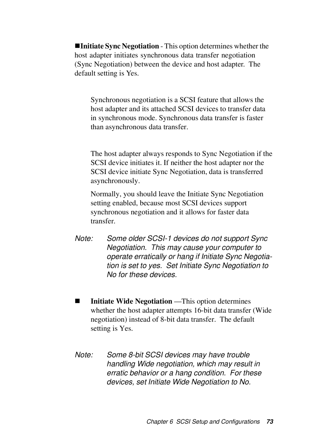 Adaptec SBC-596, SBC-599 manual Some older SCSI-1 devices do not support Sync 