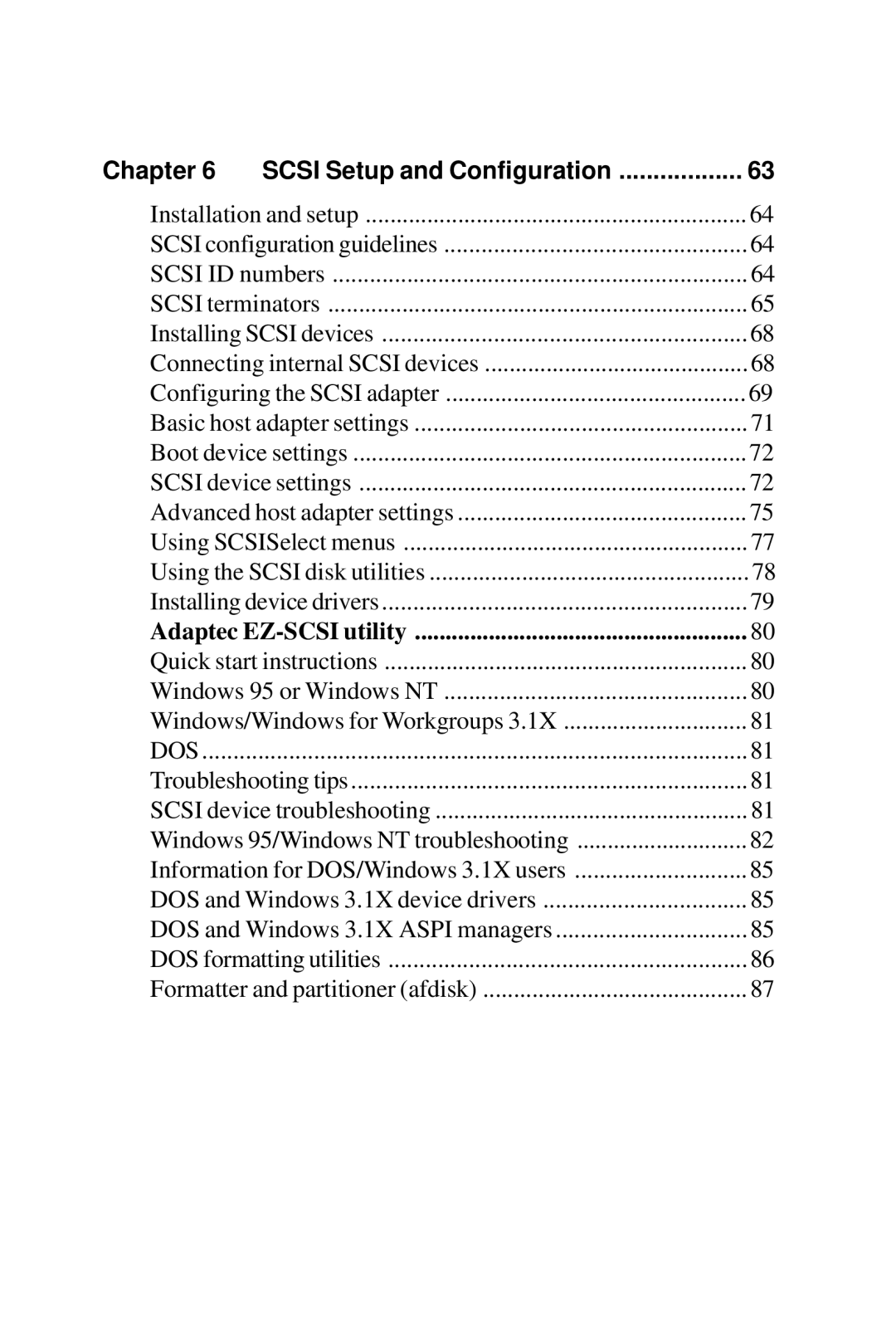 Adaptec SBC-596, SBC-599 manual Scsi Setup and Configuration 