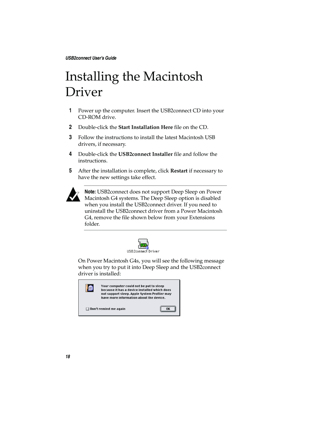 Adaptec USB2connect Host Bus Adapter manual Installing the Macintosh Driver 