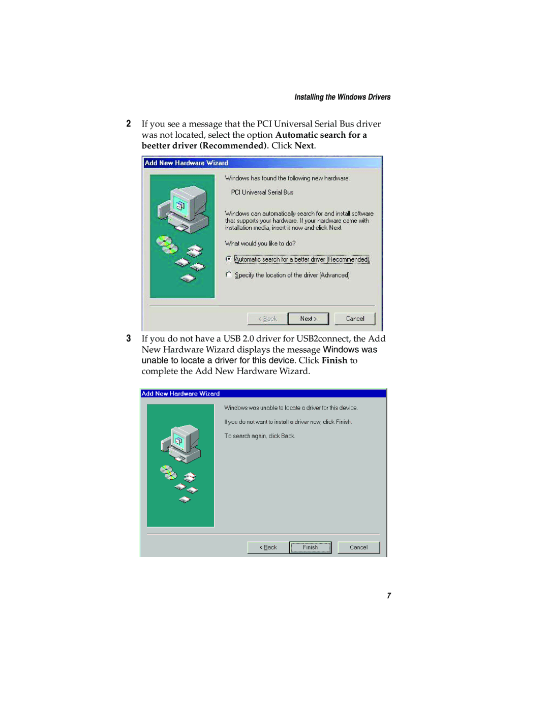 Adaptec USB2connect Host Bus Adapter manual Installing the Windows Drivers 