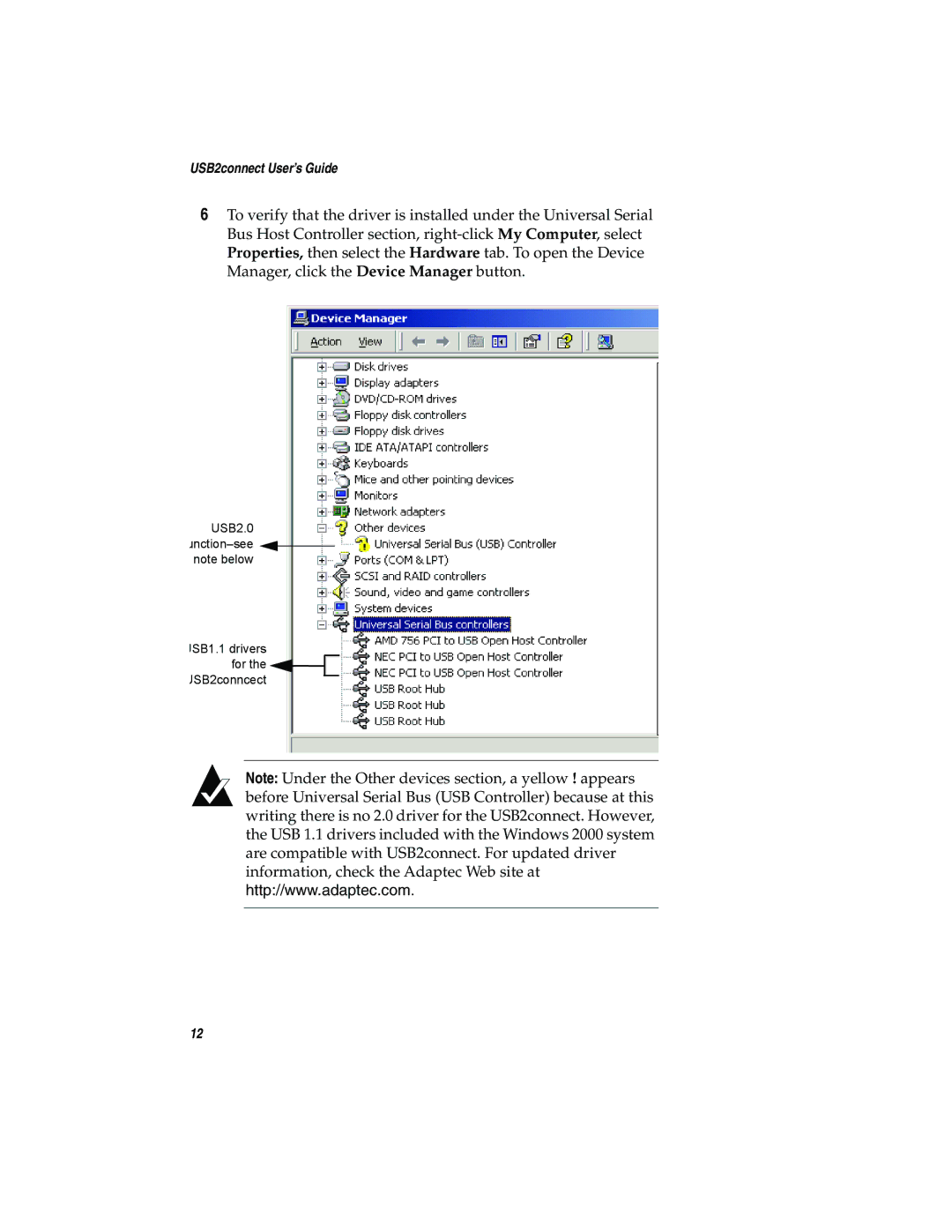 Adaptec USB2connect Host Bus Adapter manual USB2connect User’s Guide 