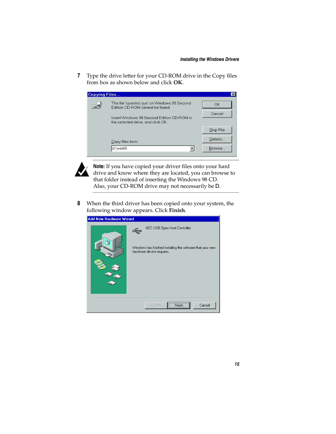 Adaptec USB2connect Host Bus Adapter manual Installing the Windows Drivers 