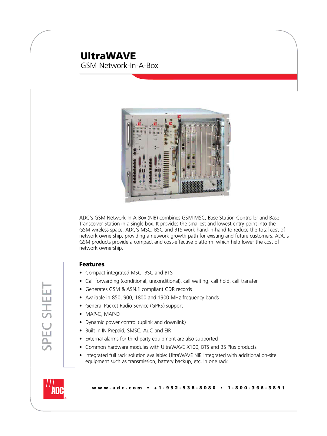 ADC 105968AE manual Spec Sheet 