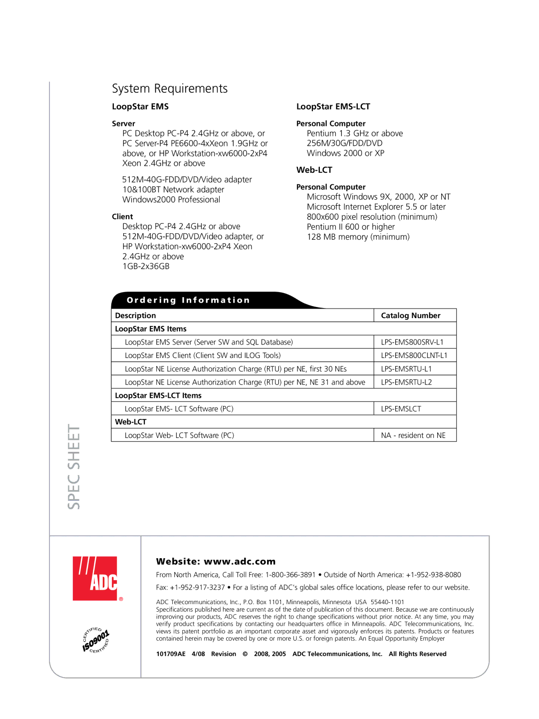 ADC 1600, 3600 manual LoopStar EMS, Web-LCT 