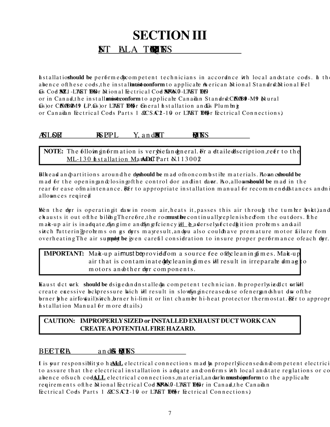 ADC 450428 Installation Requirements, ENCLOSURE, AIR SUPPLY, and Exhaust Requirements, Electrical and GAS Requirements 