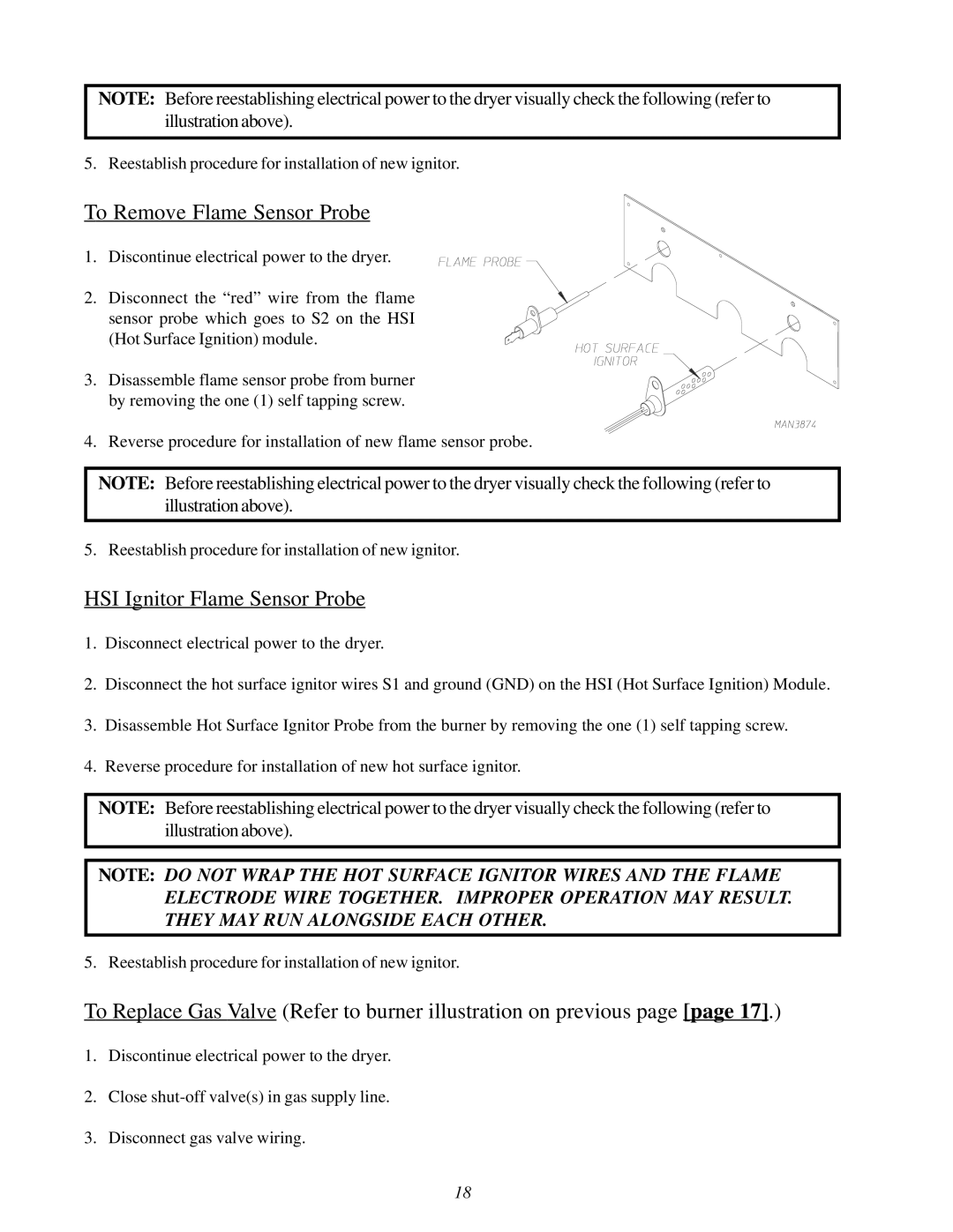 ADC 450428 service manual To Remove Flame Sensor Probe, HSI Ignitor Flame Sensor Probe 