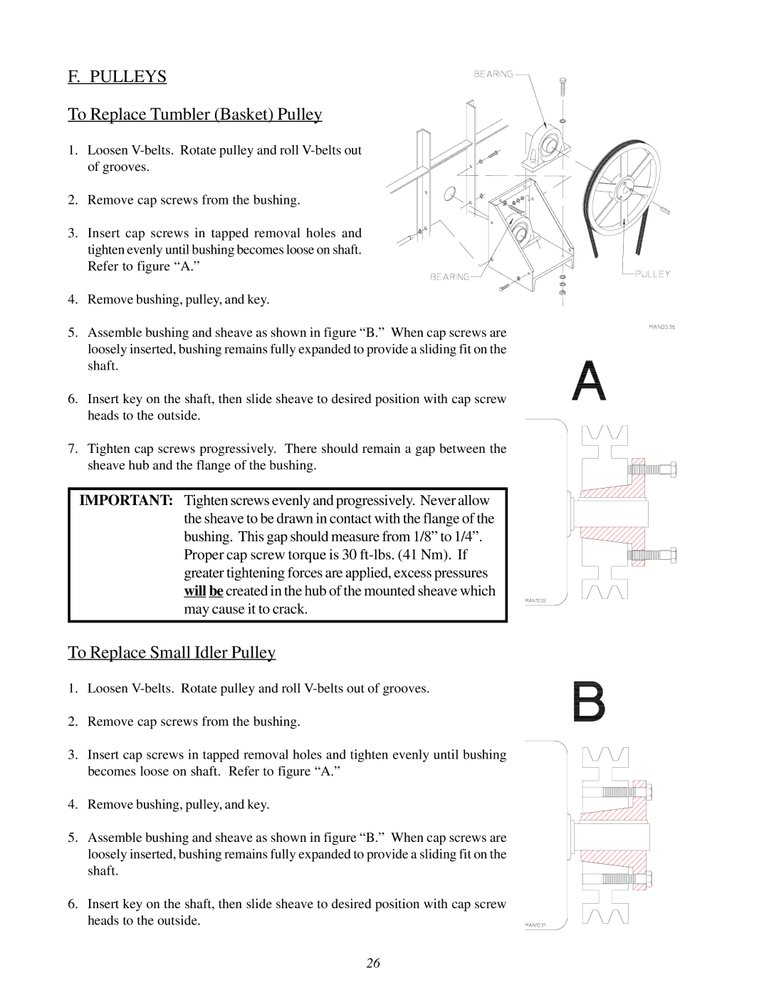 ADC 450428 service manual Pulleys, To Replace Tumbler Basket Pulley, To Replace Small Idler Pulley 