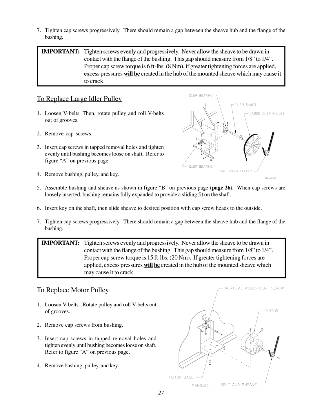 ADC 450428 service manual To Replace Large Idler Pulley, To Replace Motor Pulley 