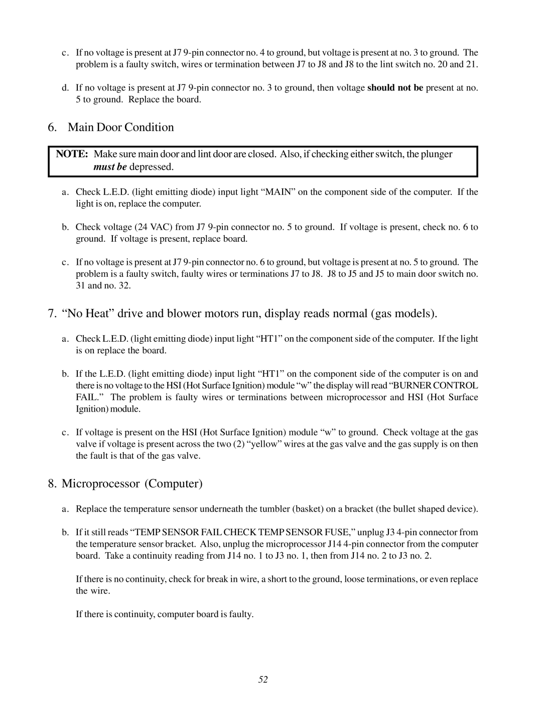 ADC 450428 service manual Main Door Condition, Microprocessor Computer 