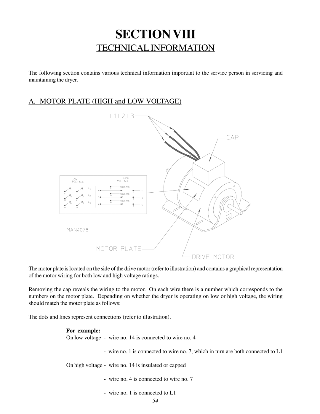 ADC 450428 service manual Technical Information, Motor Plate High and LOW Voltage 