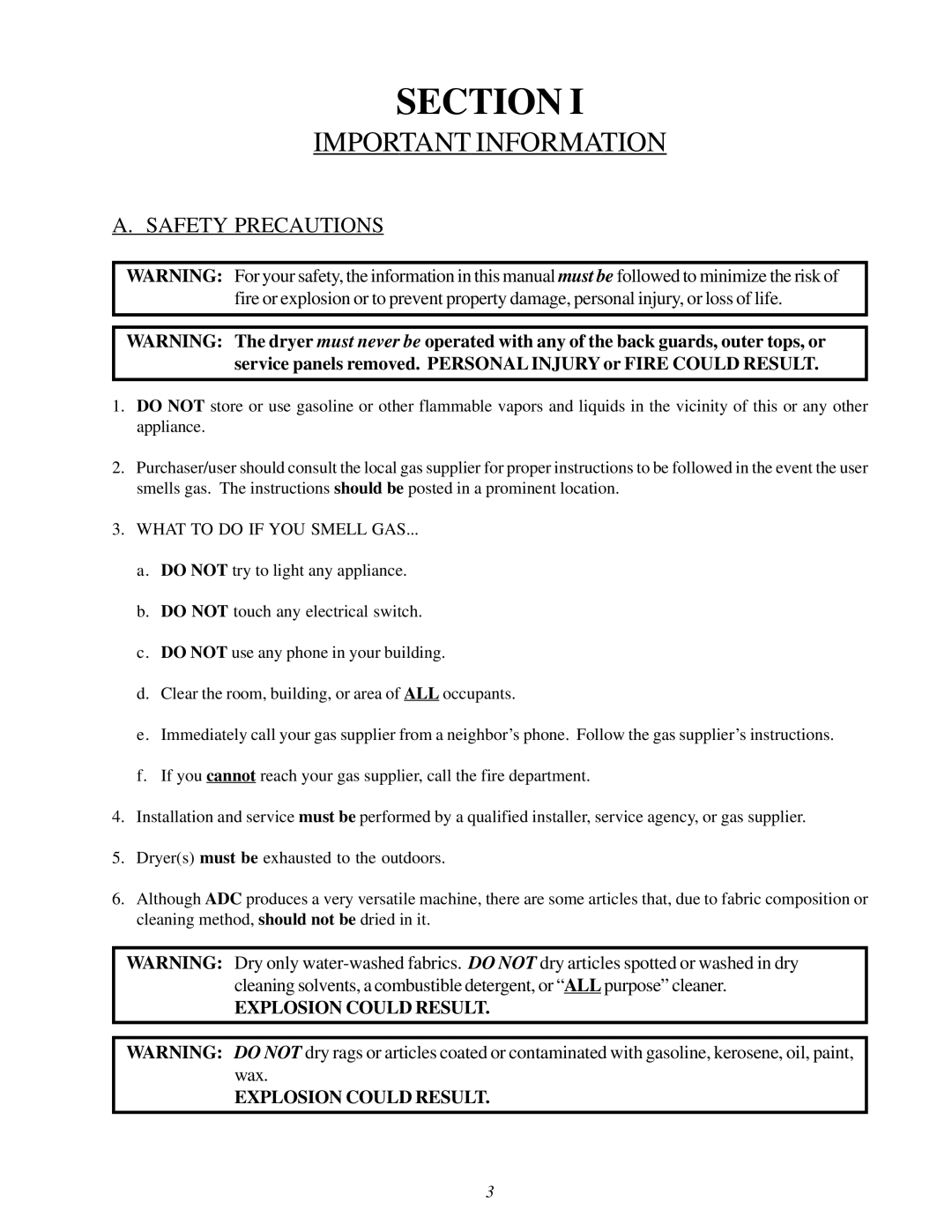 ADC 450428 service manual Important Information, Safety Precautions 