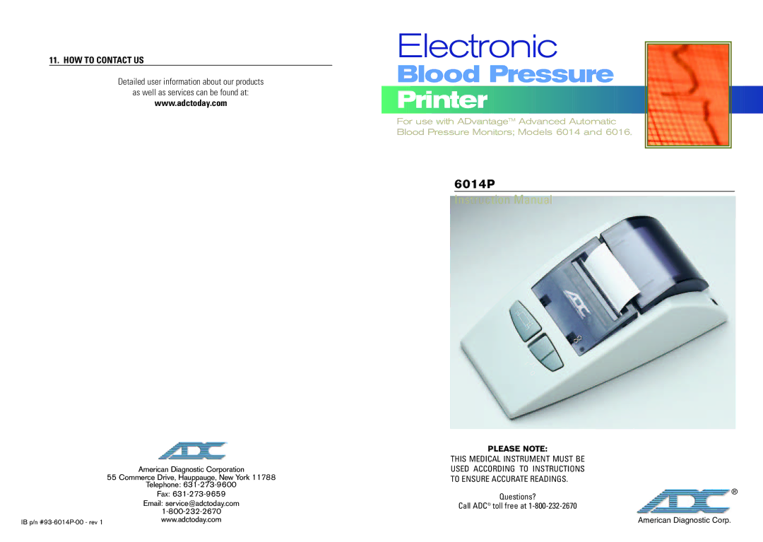 ADC 6014P, 6016 instruction manual Electronic, HOW to Contact US 