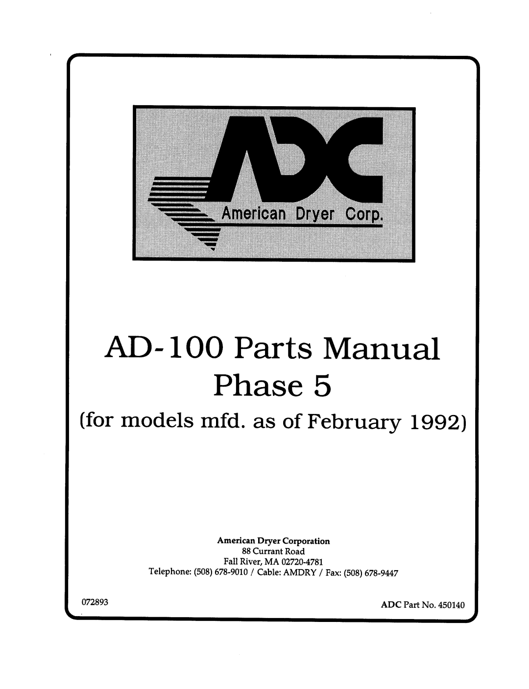 ADC AD-100 manual 