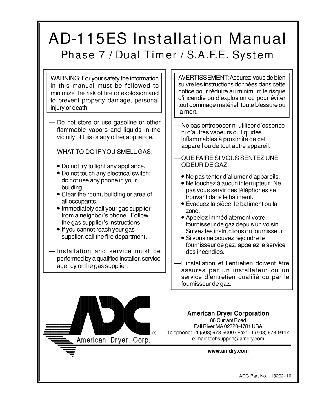 ADC installation manual AD-115ES Installation Manual 