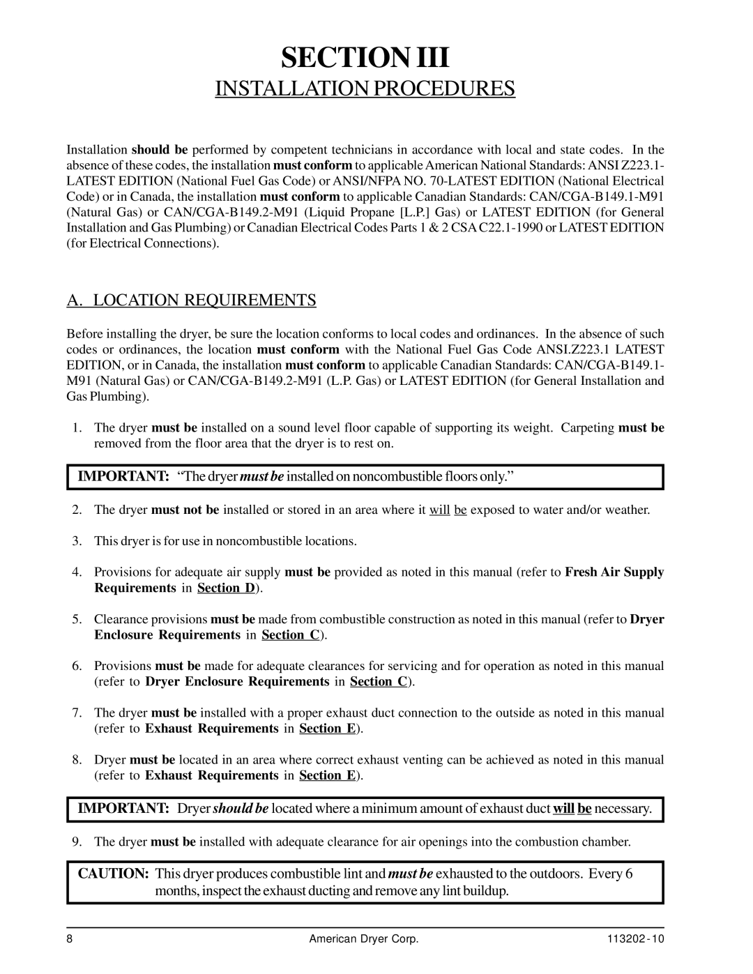 ADC AD-115ES installation manual Installation Procedures, Location Requirements 