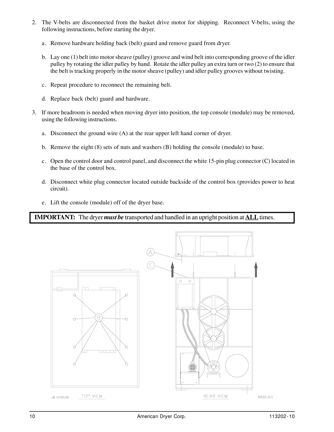 ADC AD-115ES installation manual American Dryer Corp 113202 