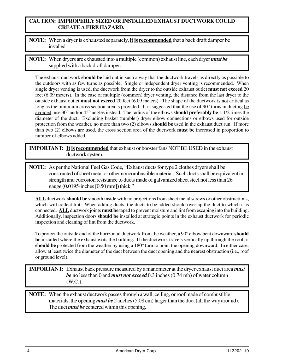 ADC AD-115ES installation manual American Dryer Corp 113202 