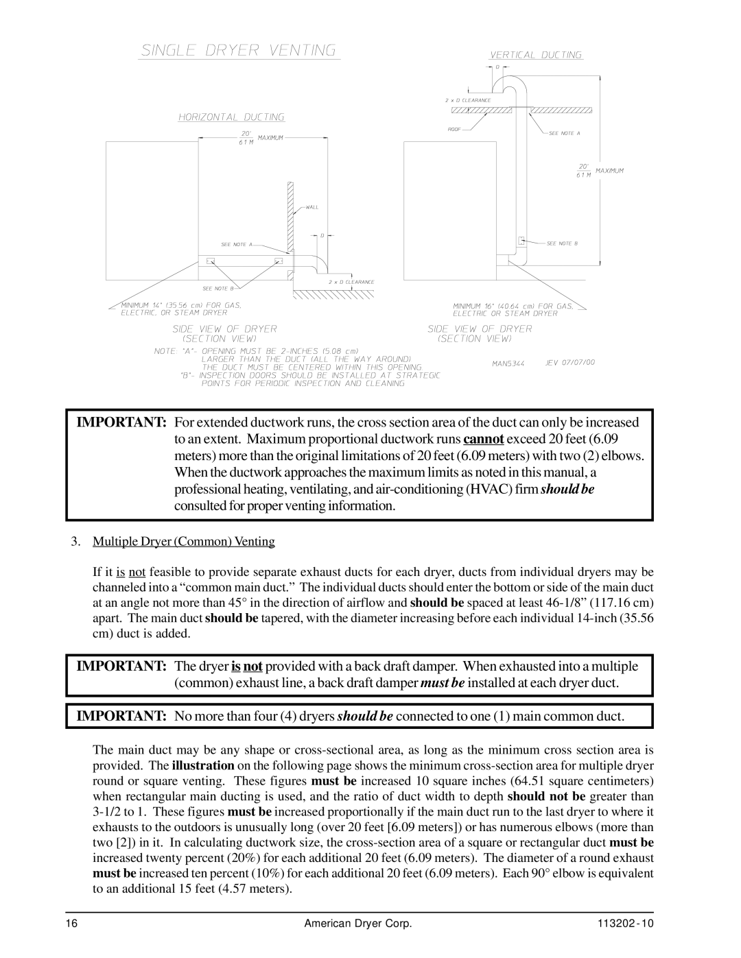 ADC AD-115ES installation manual American Dryer Corp 113202 