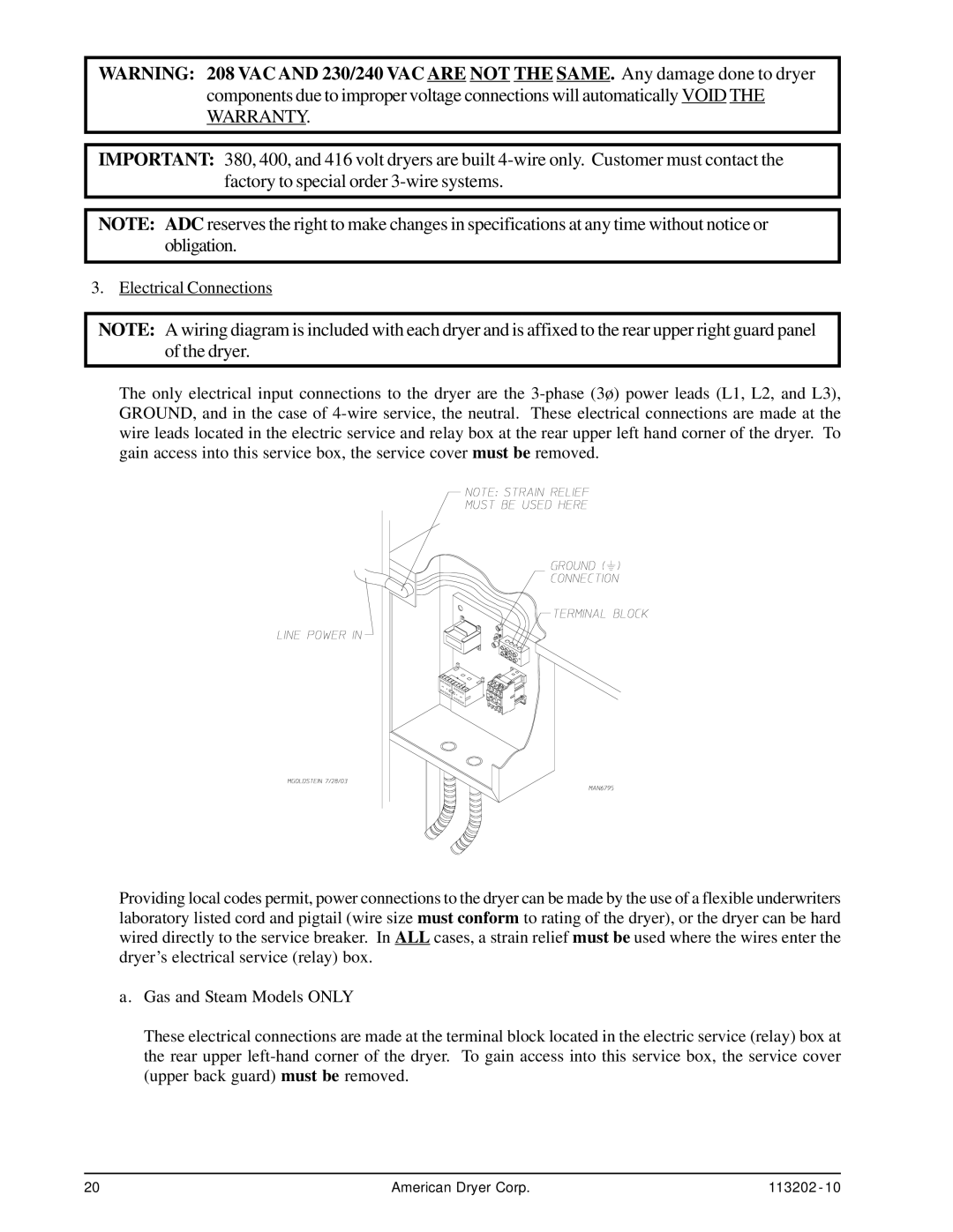 ADC AD-115ES installation manual American Dryer Corp 113202 