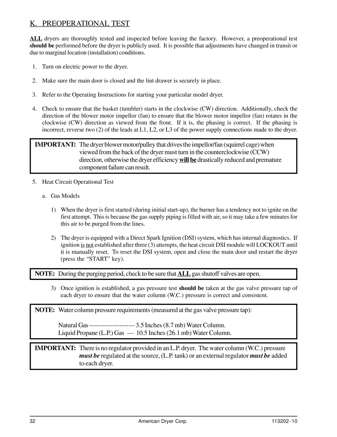 ADC AD-115ES installation manual Preoperational Test 