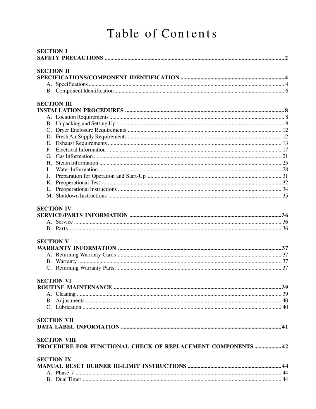 ADC AD-115ES installation manual Table of Contents 