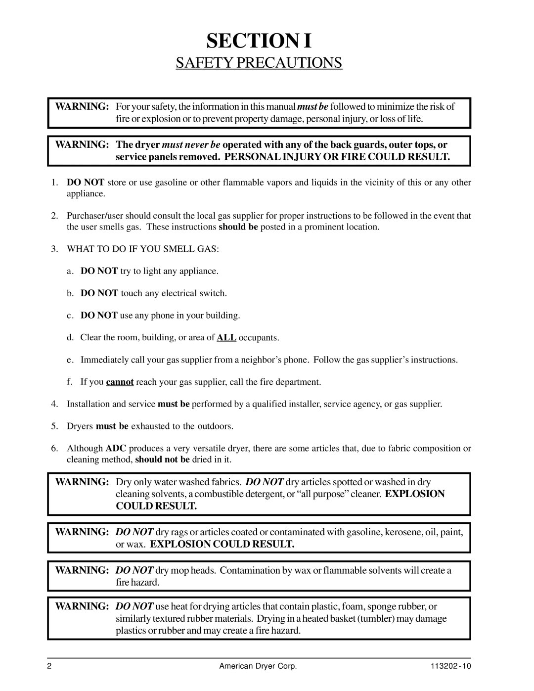 ADC AD-115ES installation manual Section, Safety Precautions 