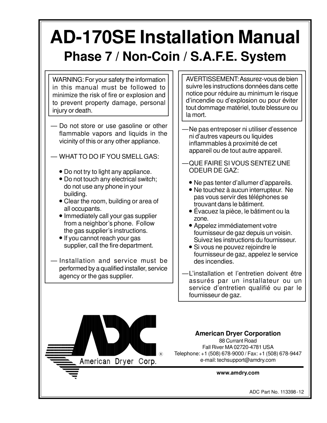 ADC installation manual AD-170SE Installation Manual 