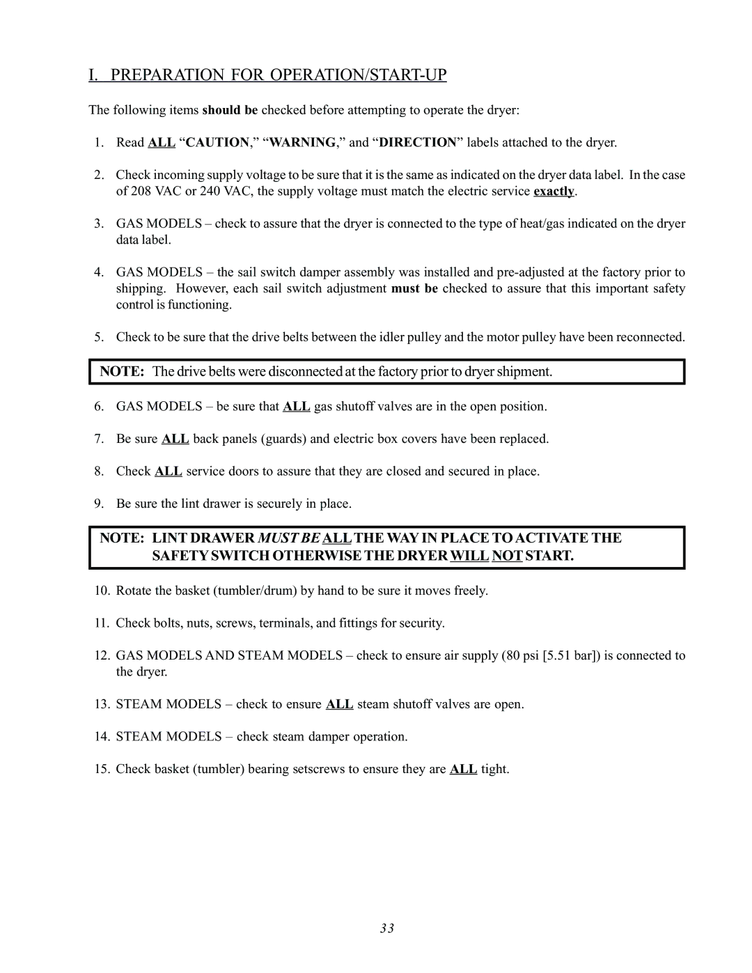 ADC AD-170SE installation manual Preparation for OPERATION/START-UP 