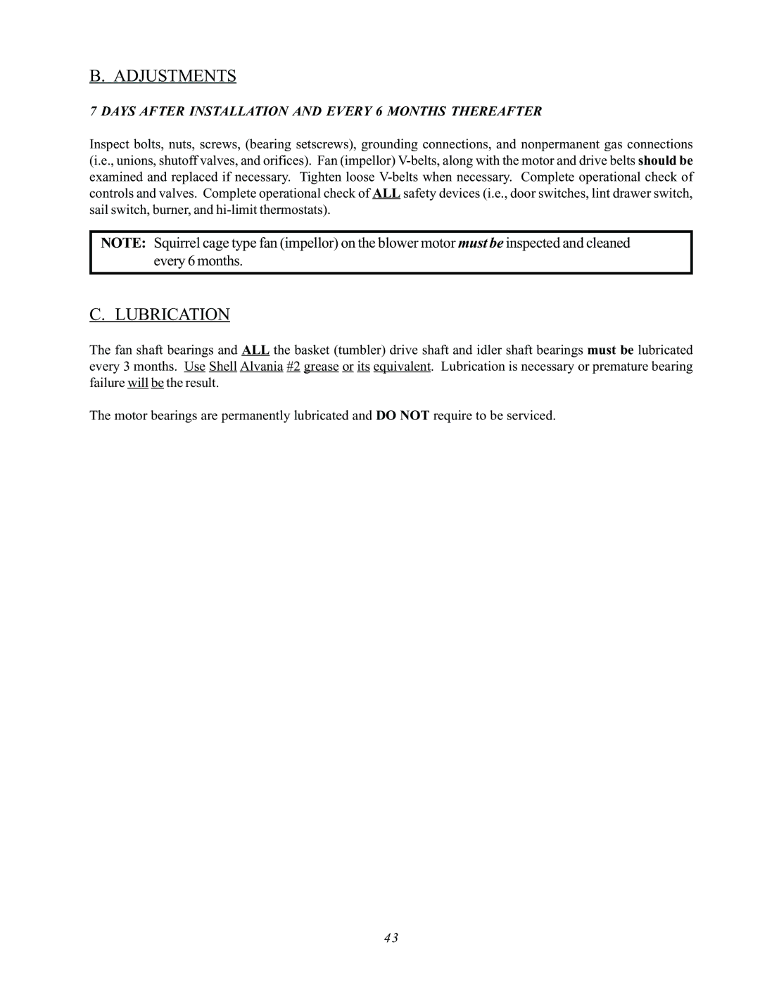 ADC AD-170SE installation manual Adjustments, Lubrication 