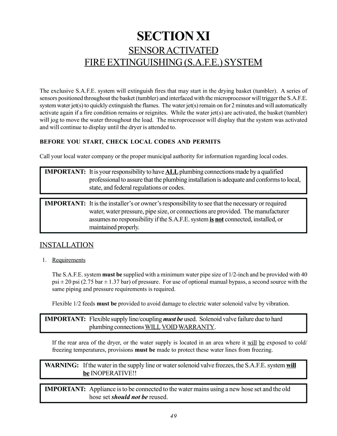 ADC AD-170SE installation manual Sensoractivated Fire Extinguishing S.A.F.E. System, Installation 