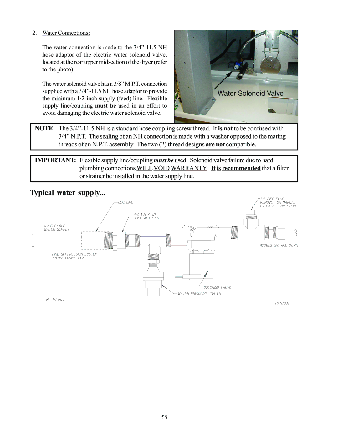 ADC AD-170SE installation manual Typical water supply 