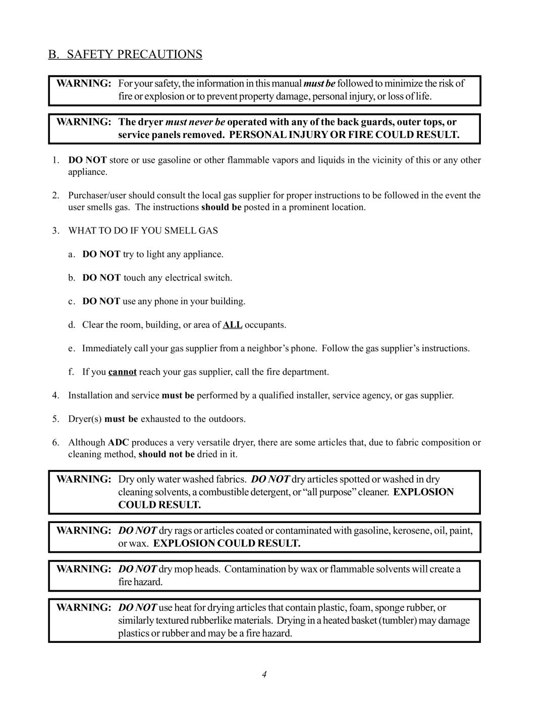 ADC AD-170SE installation manual Safety Precautions, What to do if YOU Smell GAS 