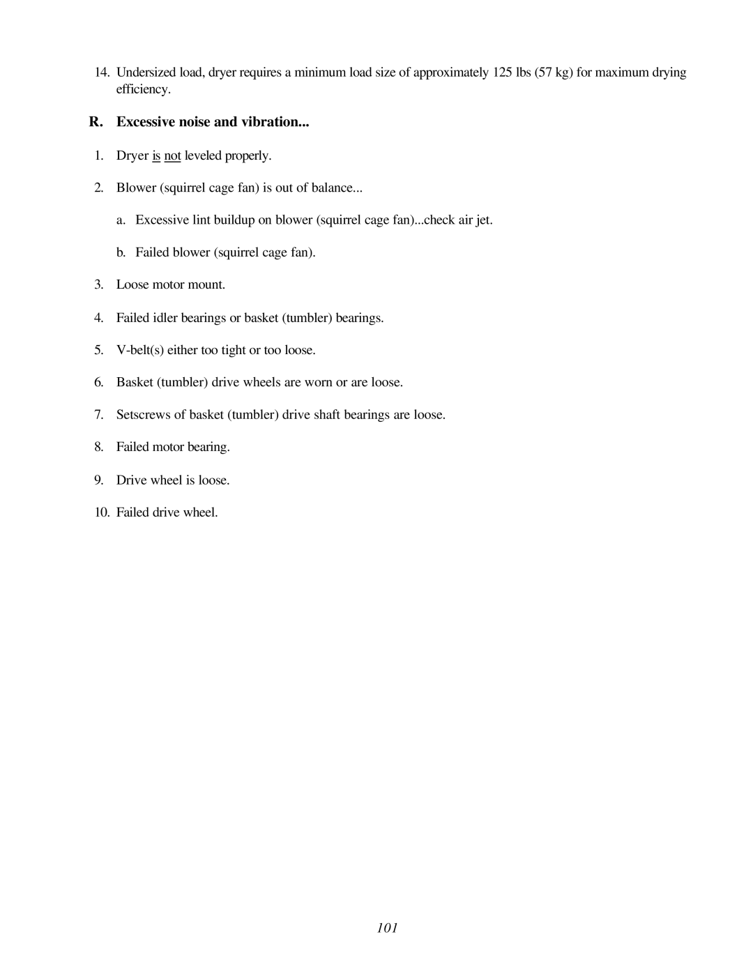 ADC AD-200 service manual Excessive noise and vibration 