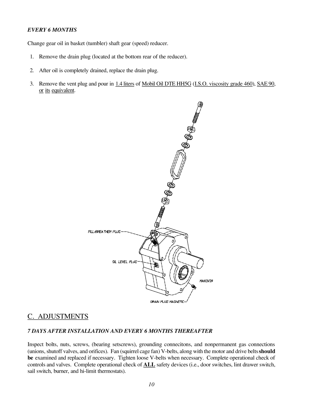 ADC AD-200 service manual Adjustments, Days After Installation and Every 6 Months Thereafter 