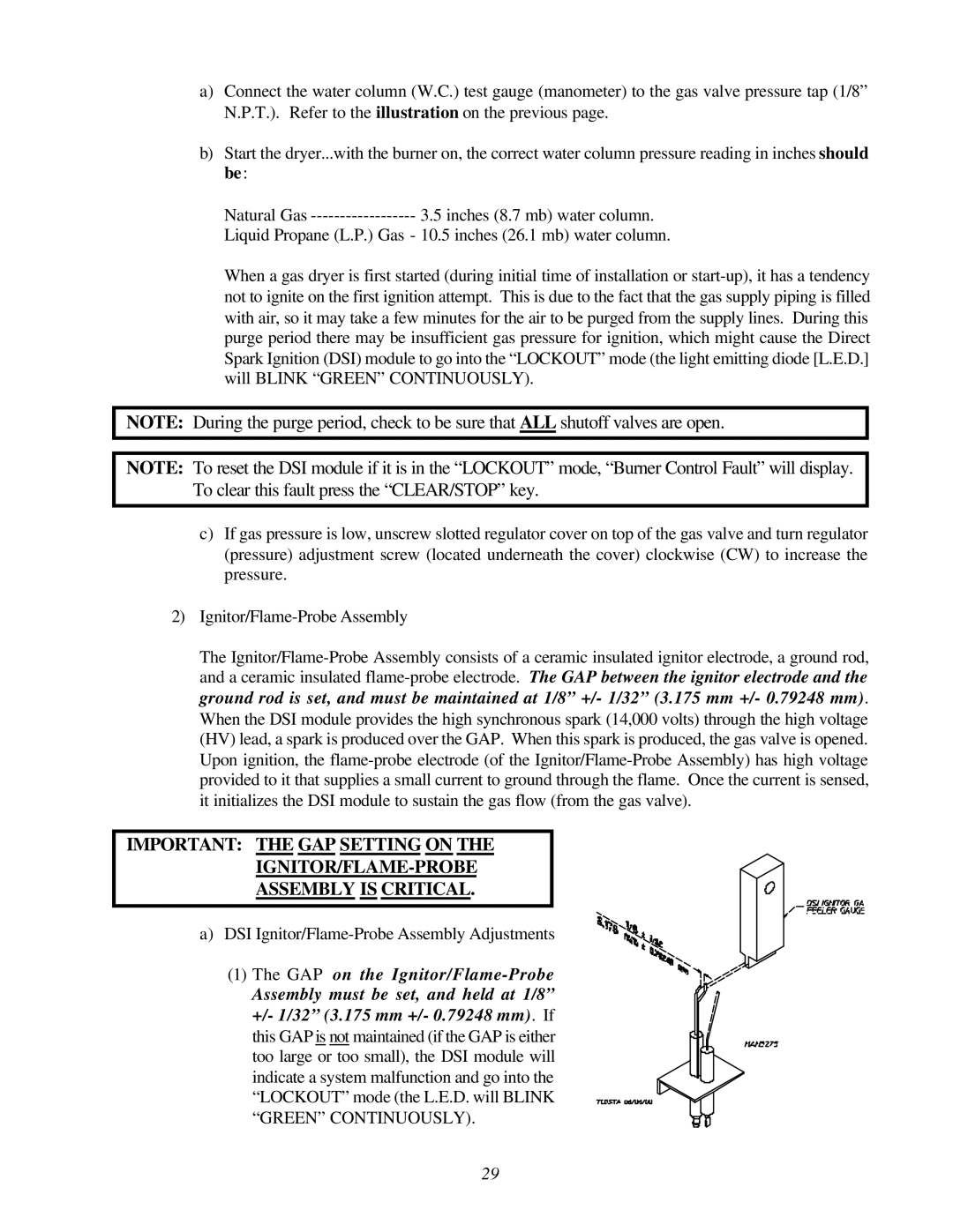 ADC AD-200 service manual GAP on the Ignitor/Flame-Probe 