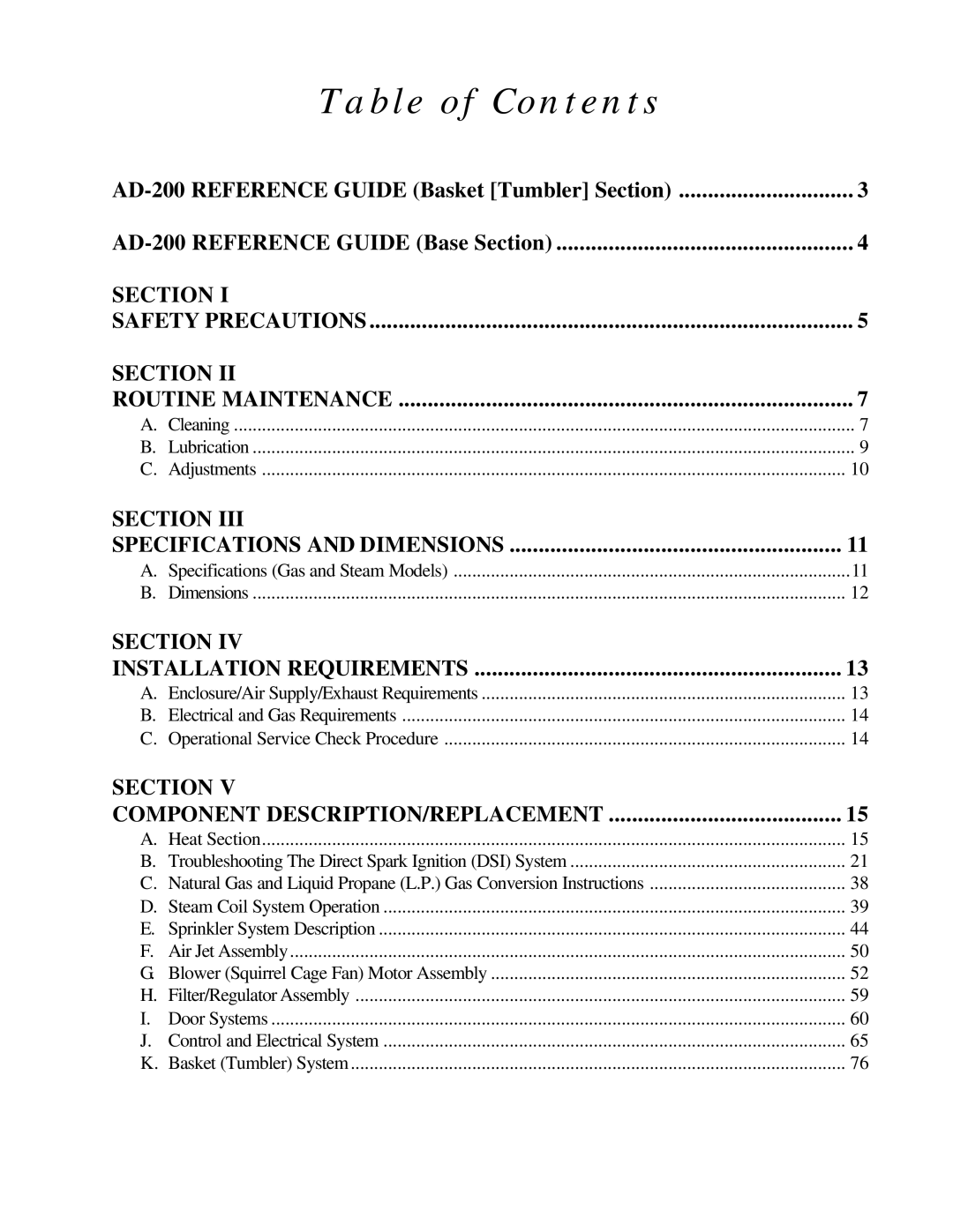 ADC AD-200 service manual Table of Contents 