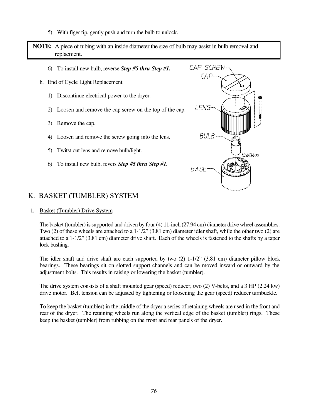 ADC AD-200 service manual Basket Tumbler System 