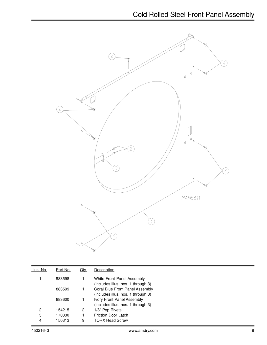 ADC AD-24 manual Cold Rolled Steel Front Panel Assembly 