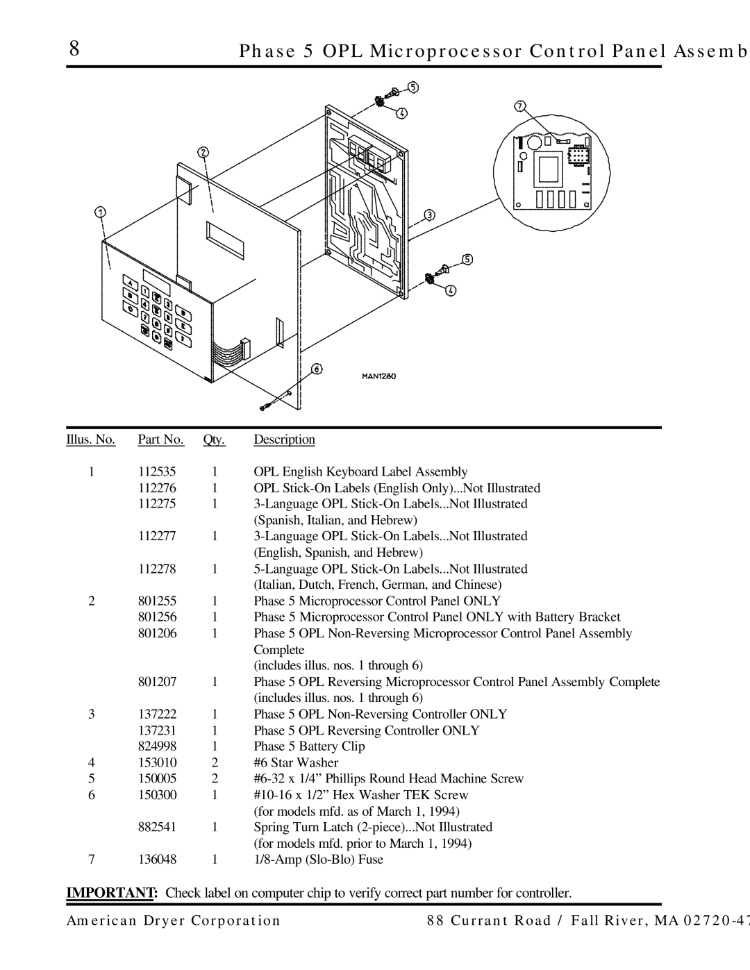 ADC AD-25, AD-15 manual Phase 5 OPL Microprocessor Control Panel Assembly 