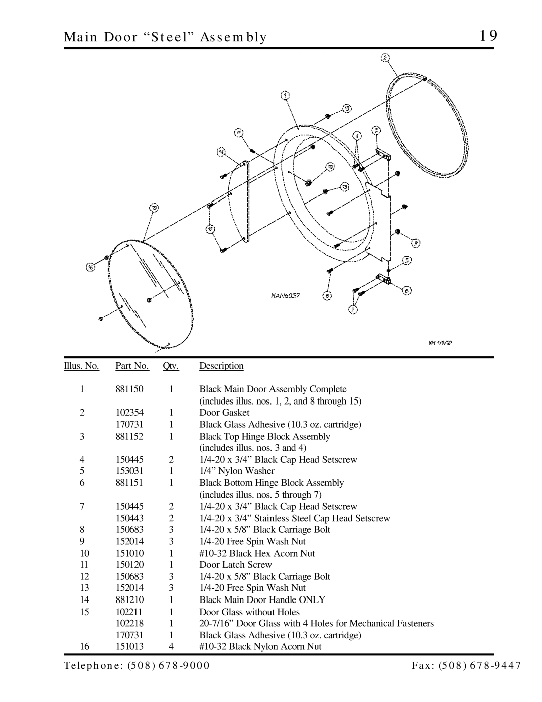 ADC AD-15, AD-25 manual Main Door Steel Assembly 