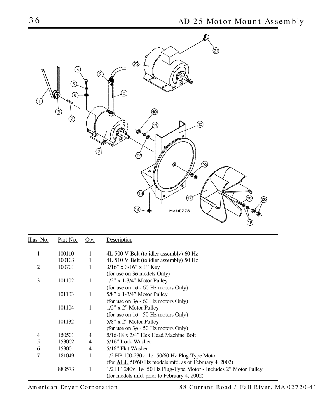 ADC AD-15 manual AD-25 Motor Mount Assembly 