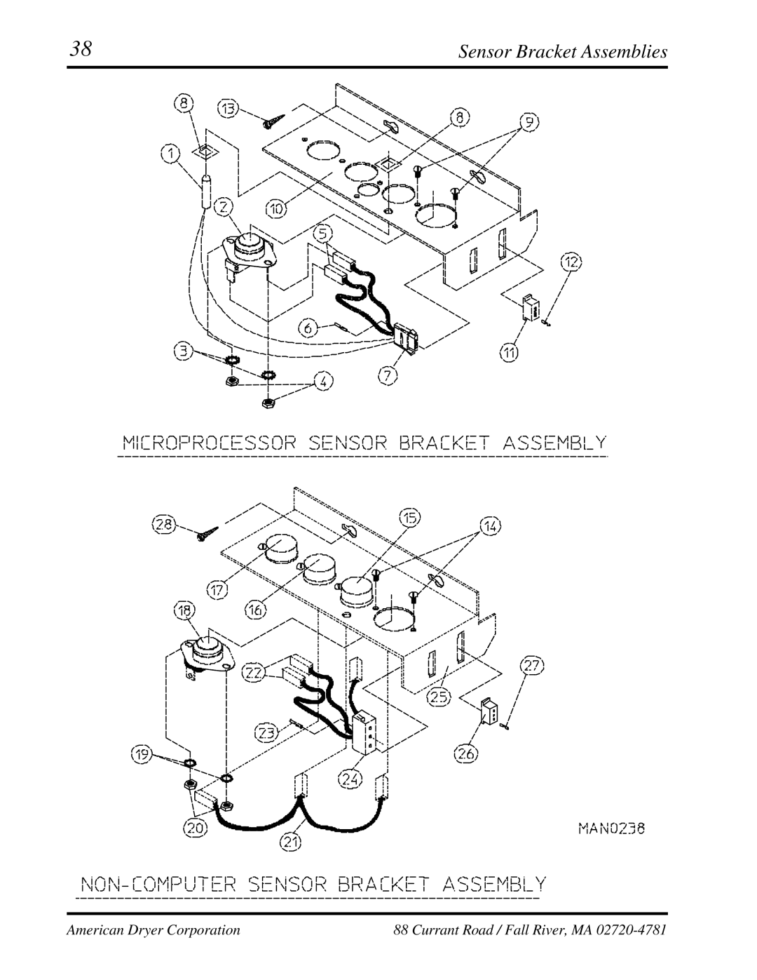 ADC AD-25, AD-15 manual Sensor Bracket Assemblies 