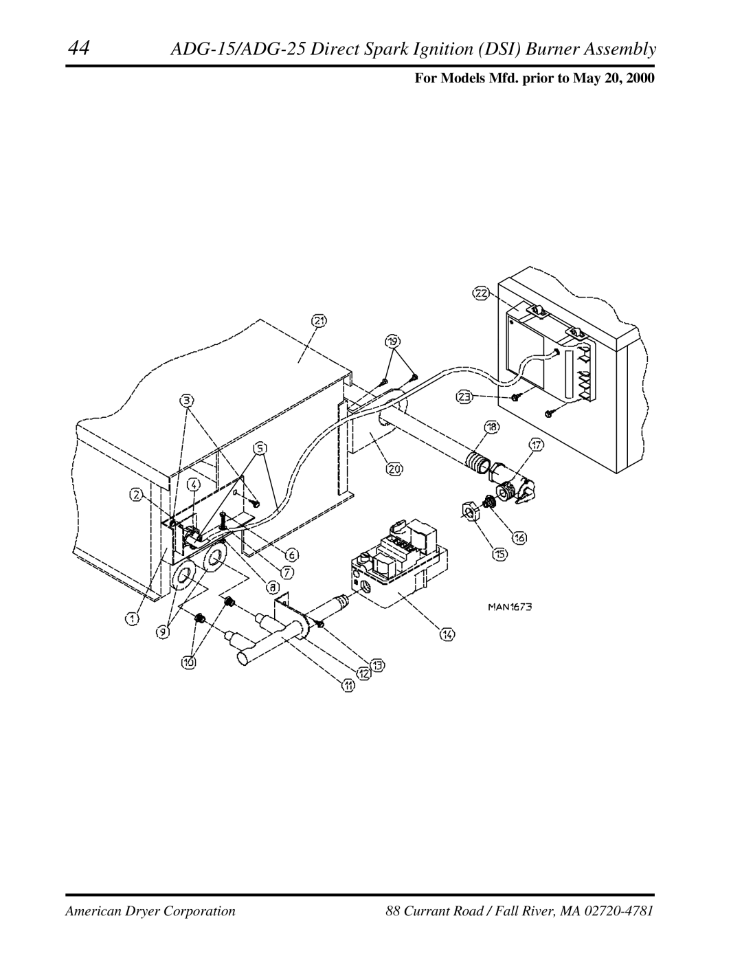 ADC AD-25, AD-15 manual ADG-15/ADG-25 Direct Spark Ignition DSI Burner Assembly 