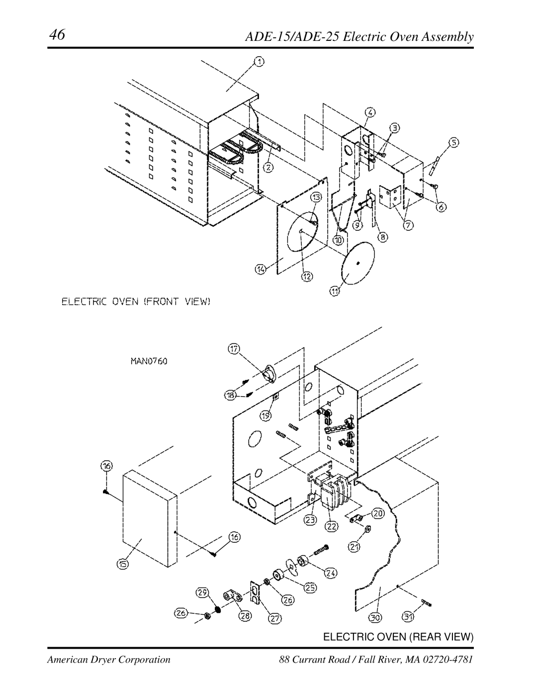 ADC AD-25, AD-15 manual ADE-15/ADE-25 Electric Oven Assembly 