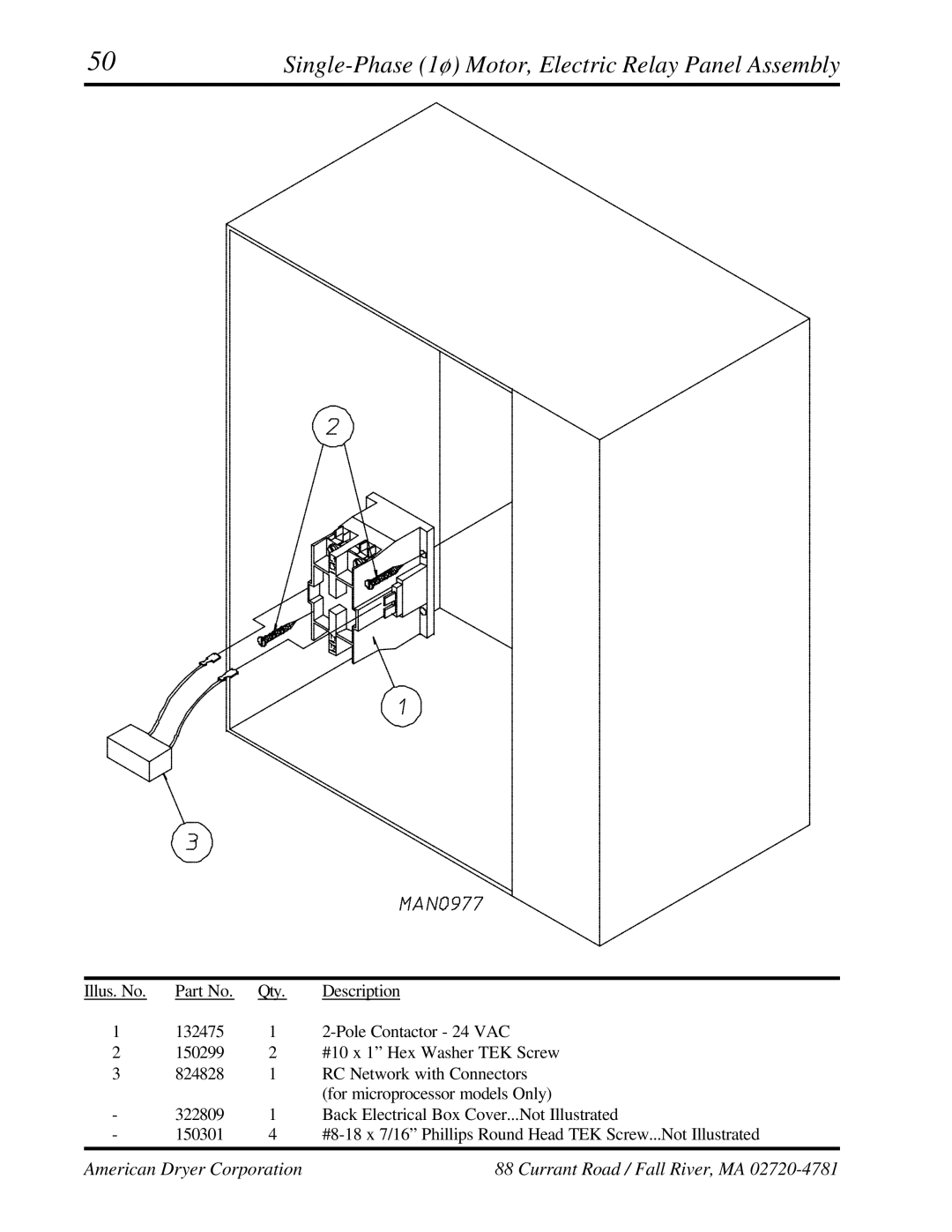 ADC AD-25, AD-15 manual Single-Phase 1ø Motor, Electric Relay Panel Assembly 