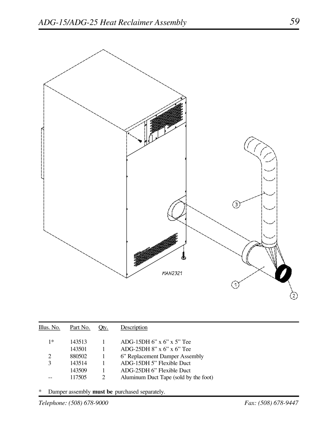 ADC AD-15, AD-25 manual ADG-15/ADG-25 Heat Reclaimer Assembly 